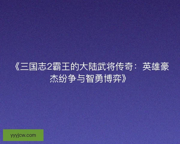 《三国志2霸王的大陆武将传奇：英雄豪杰纷争与智勇博弈》