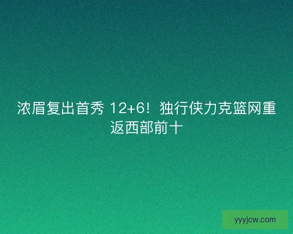 浓眉复出首秀 12+6！独行侠力克篮网重返西部前十